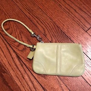 Coach Lime Green Leather Wristlet